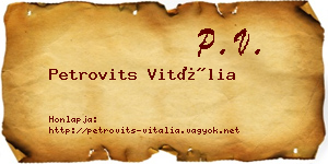 Petrovits Vitália névjegykártya